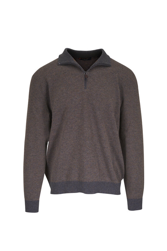 Loro Piana Roadster Dry Moorland Cashmere Quarter Zip - view 1