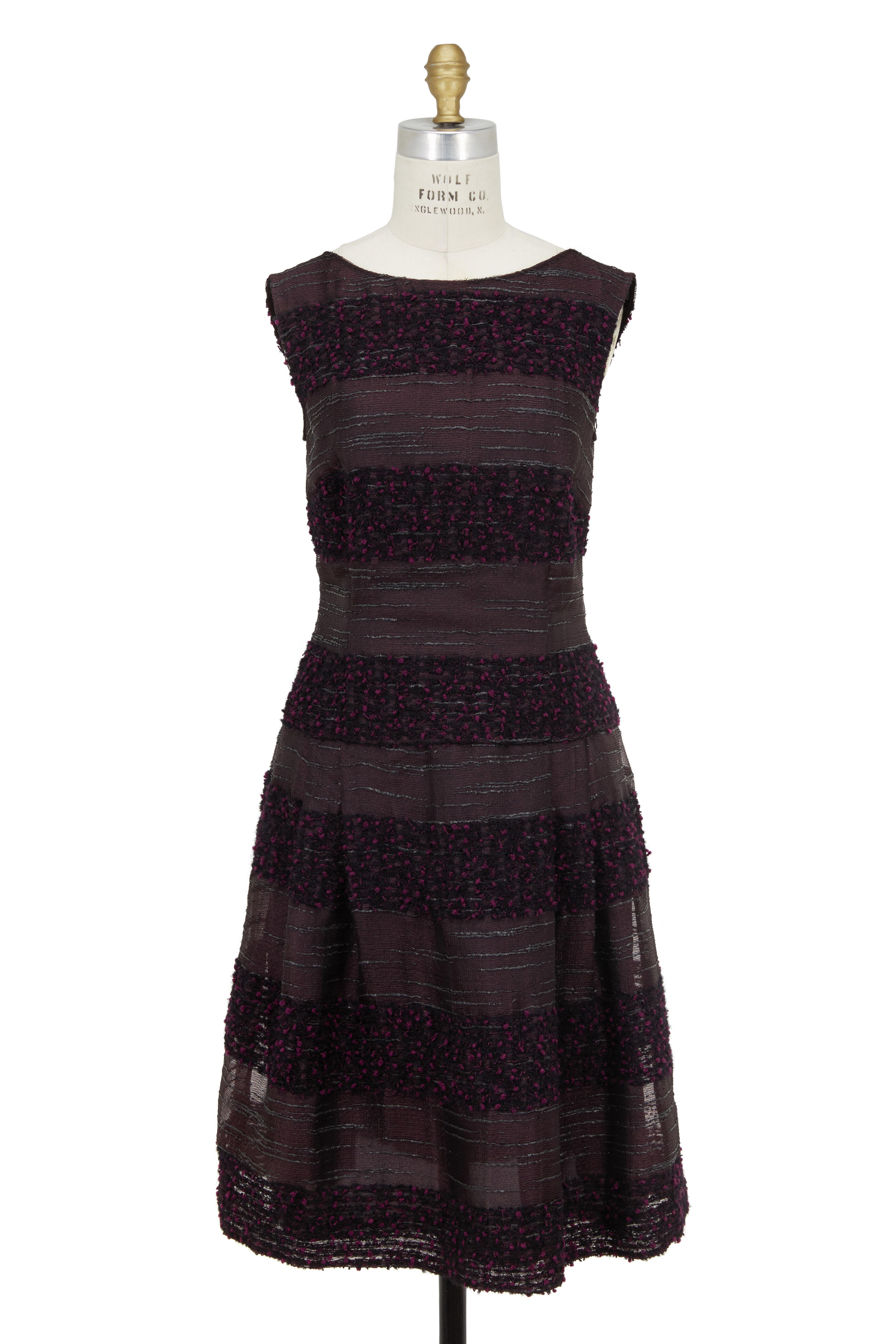 Escada - Black & Deep Purple Organza & Tweed Dress