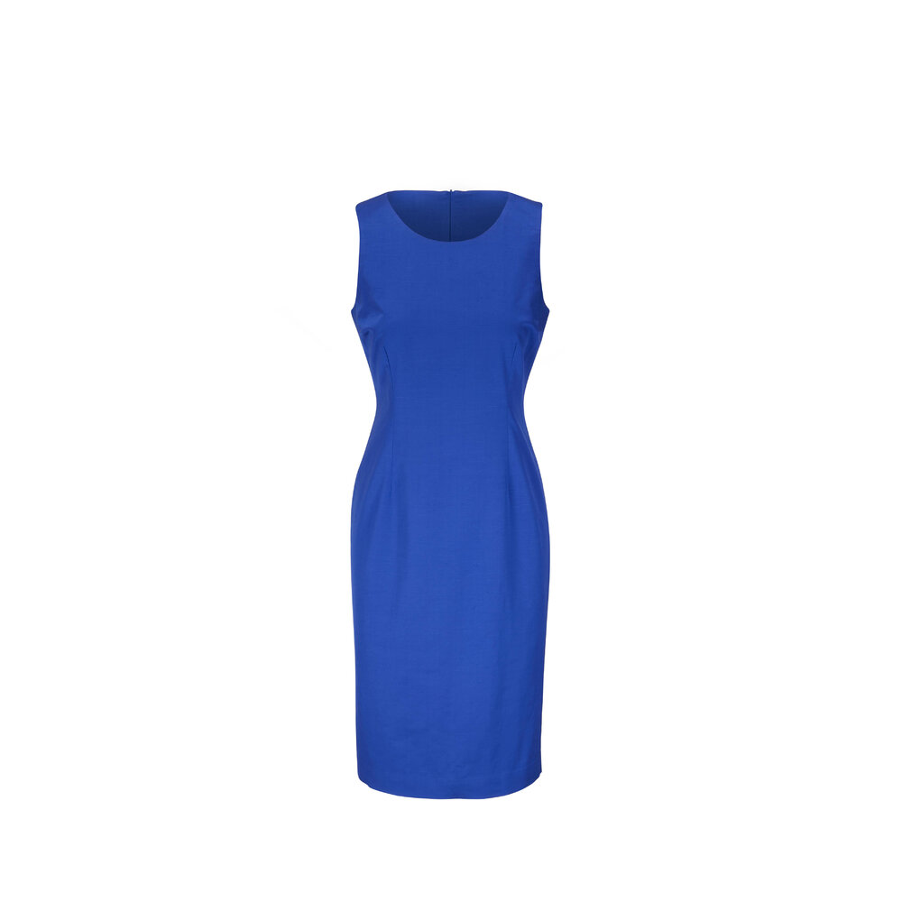 D.Exterior - Cobalt Shantung Sheath Dress | Mitchell Stores