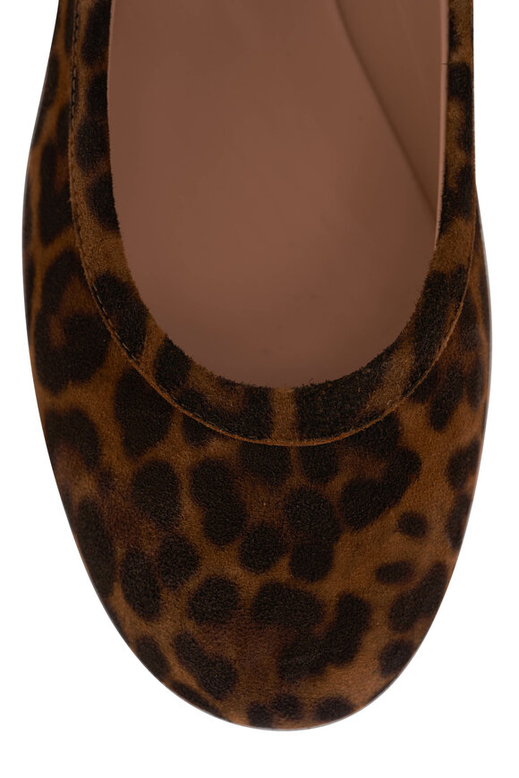 Gianvito Rossi - Leopard Print Suede Mary Jane Ballet Flat 