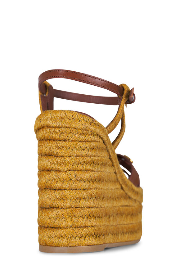 Valentino Garavani Bribri Brown Leather & Raffia Espadrille, 120mm - view 4