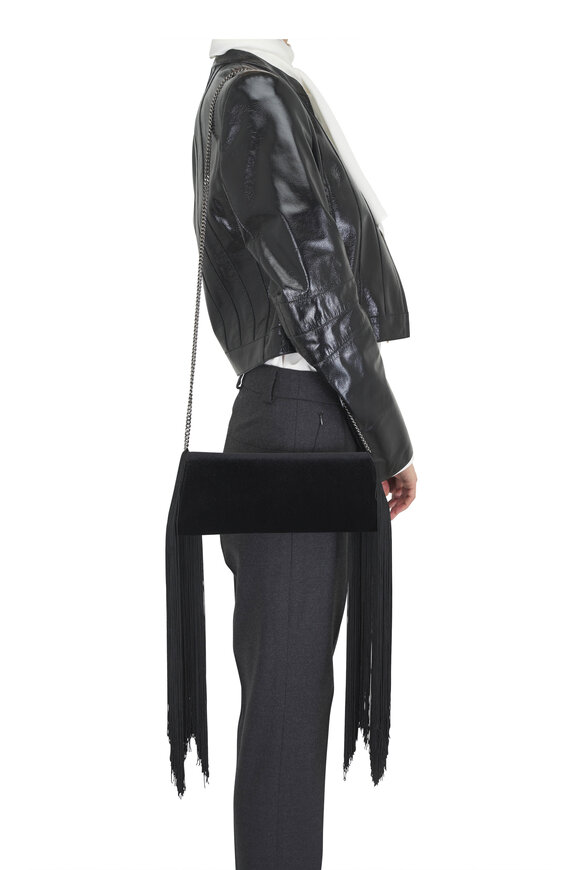 Akris Small Anouk Black Fringe Chain Clutch - view 2