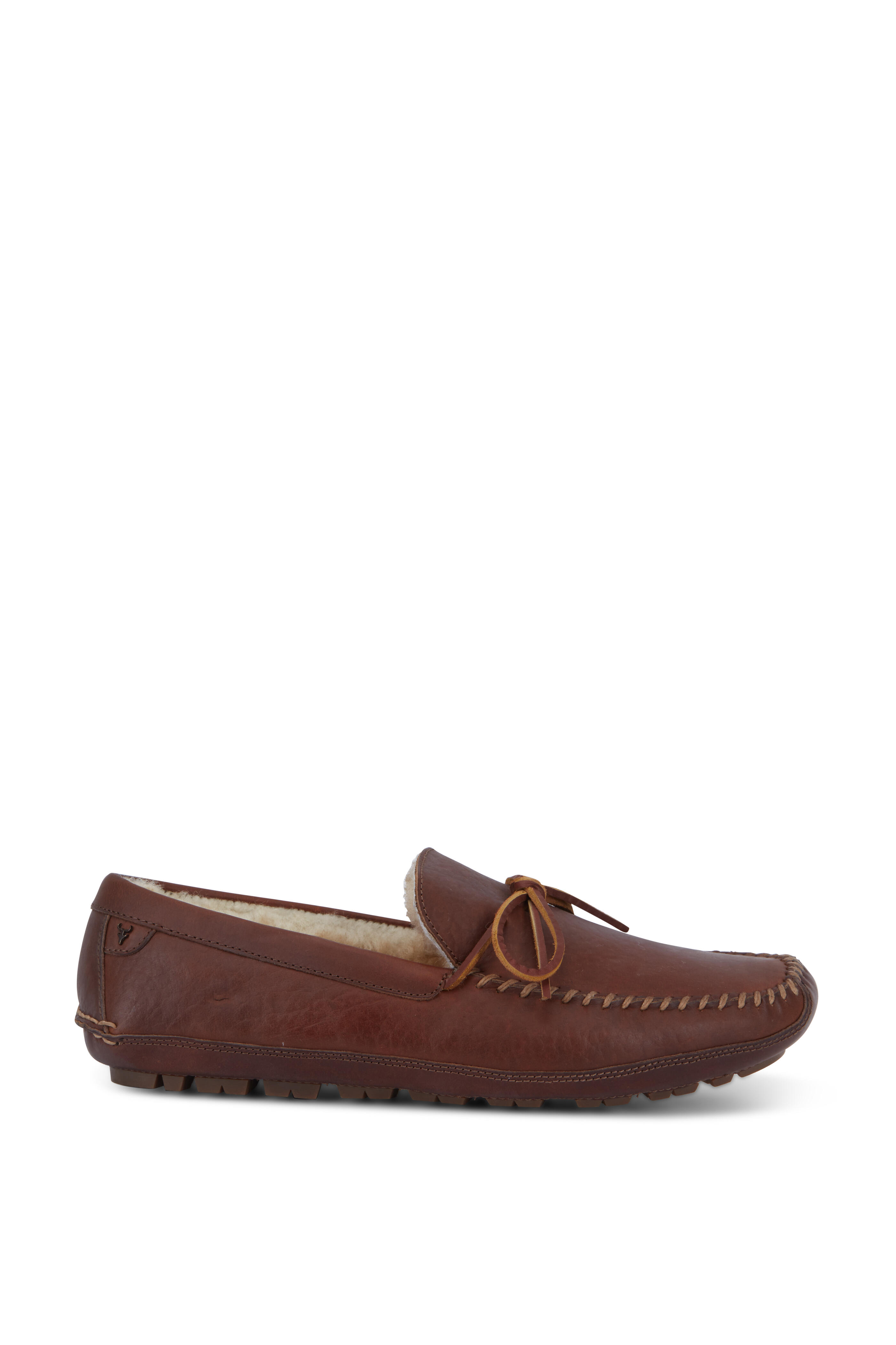 Trask Polson Saddle Tan Leather Shearling Lined Loafer