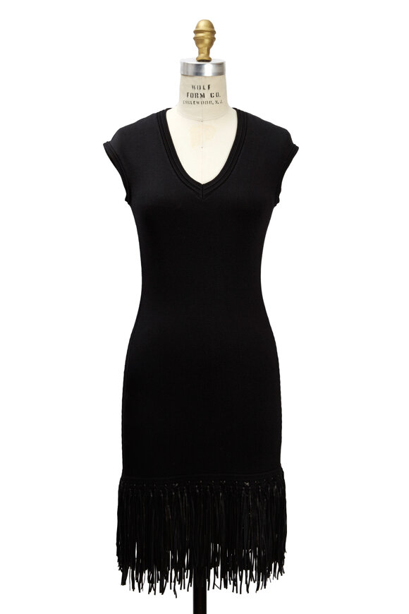 Ralph Lauren - Black Silk Leather Fringe Dress