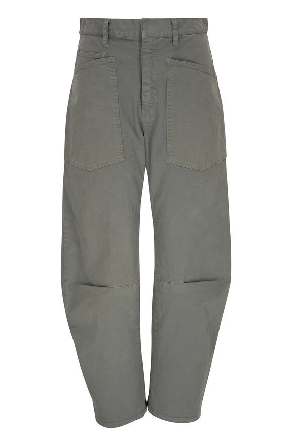 Nili Lotan - Shon Admiral Green Cotton Curved Pant