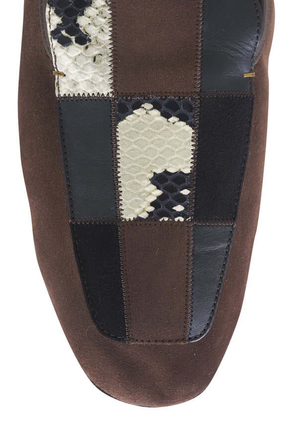 Khaite Zoe Chocolate Suede Patchwork Flat - view 8