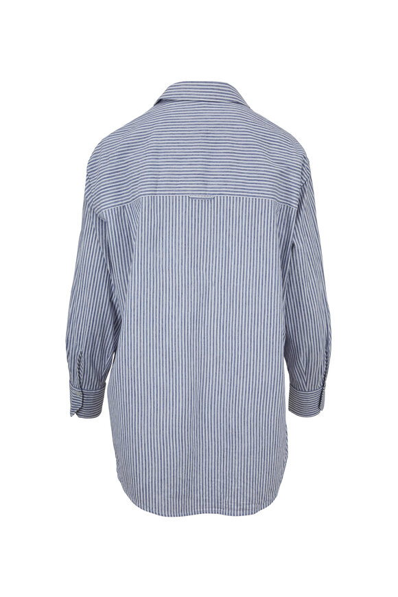 Vince - Space Dyed Indigo Striped Blouse 