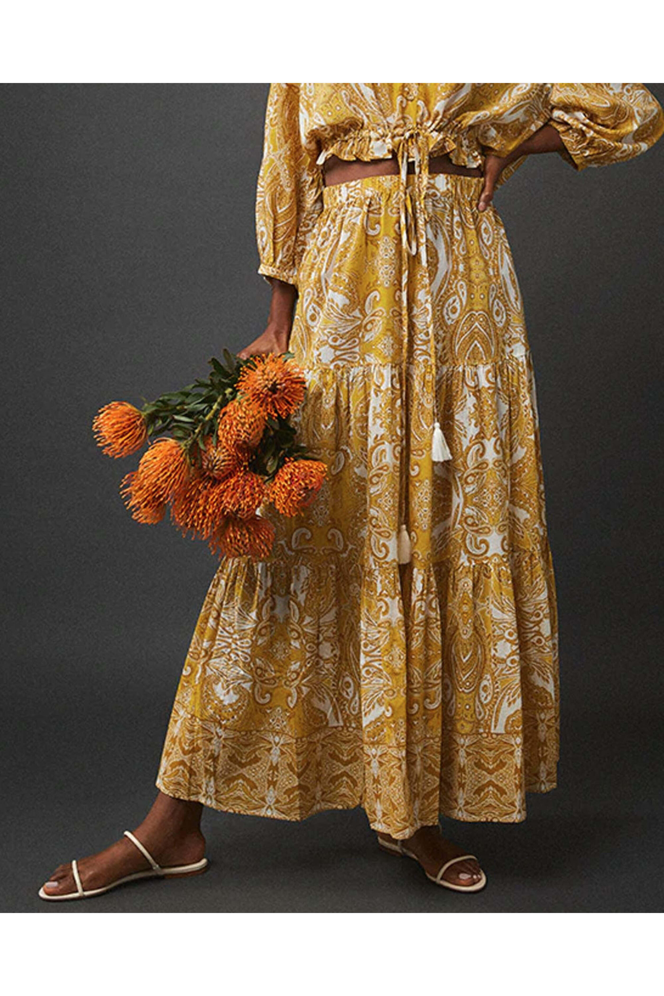 Cara Cara - Yellow Paisley Melanie Skirt