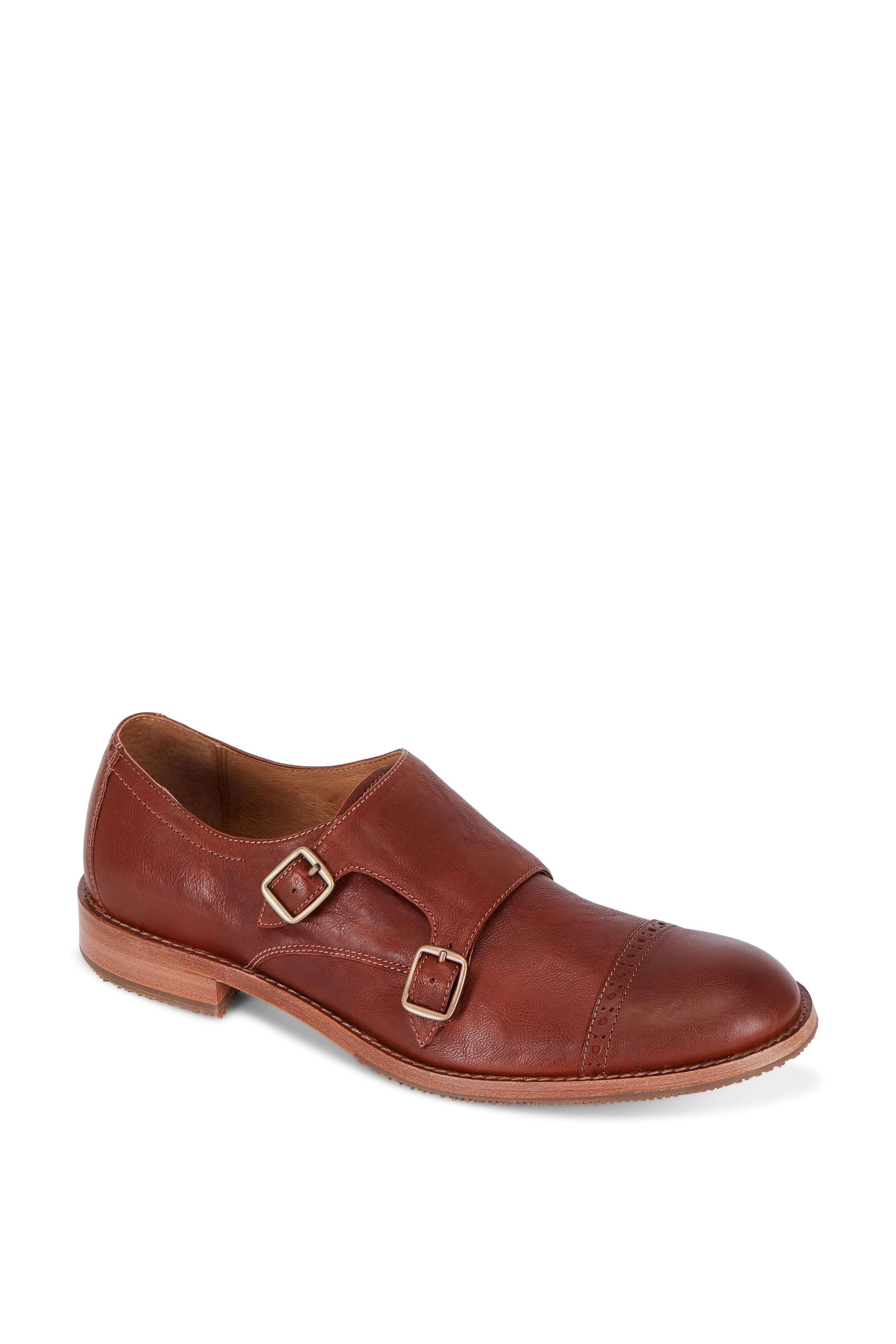 Trask - Lathan Cognac Leather Double Monk Strap Shoe