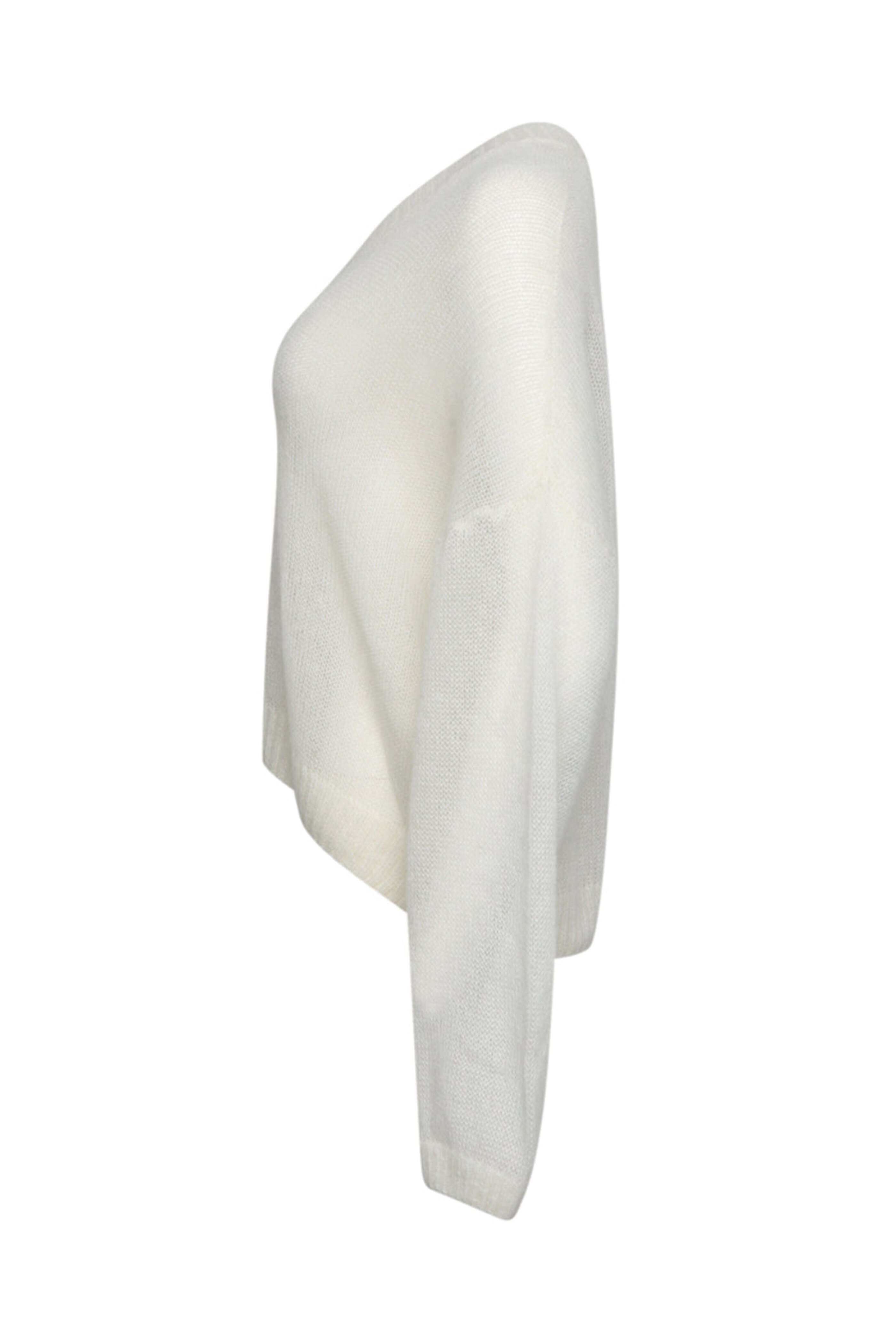 Brunello Cucinelli - White Mohair V Neck Sweater