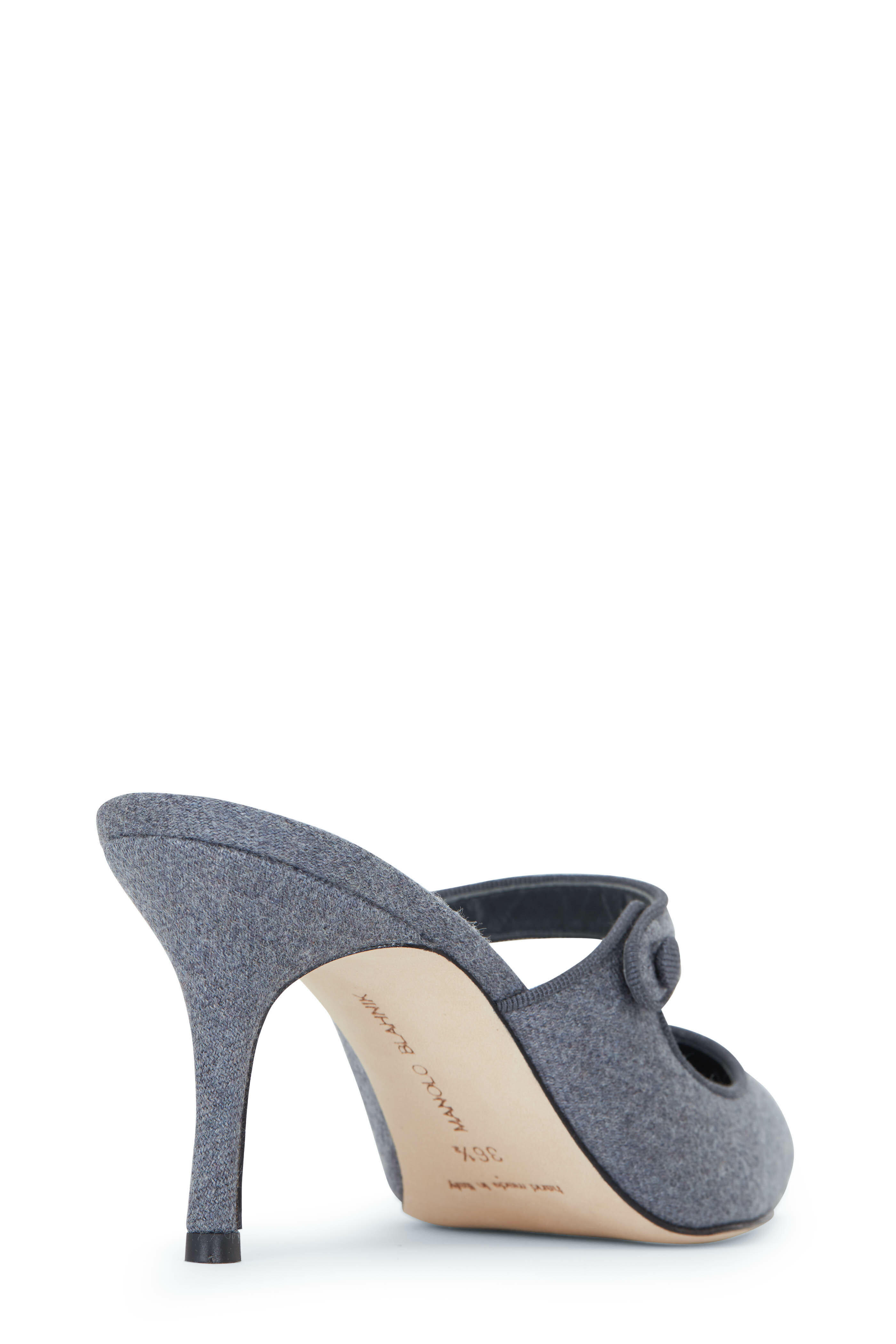 Manolo Blahnik - Campari Grey Flannel Mary Jane Pump, 70mm