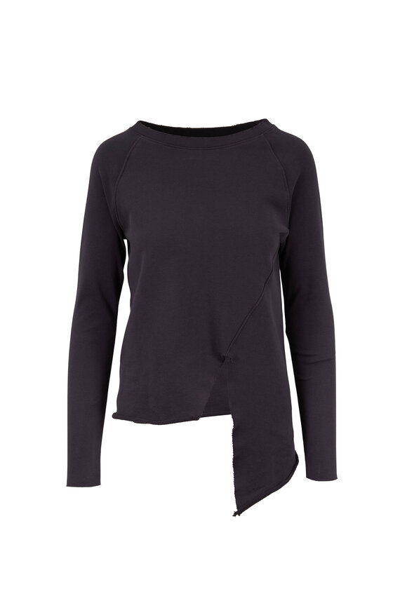 Frank & Eileen - Carbon Cotton Distressed Asymmetric Hem Sweatshirt