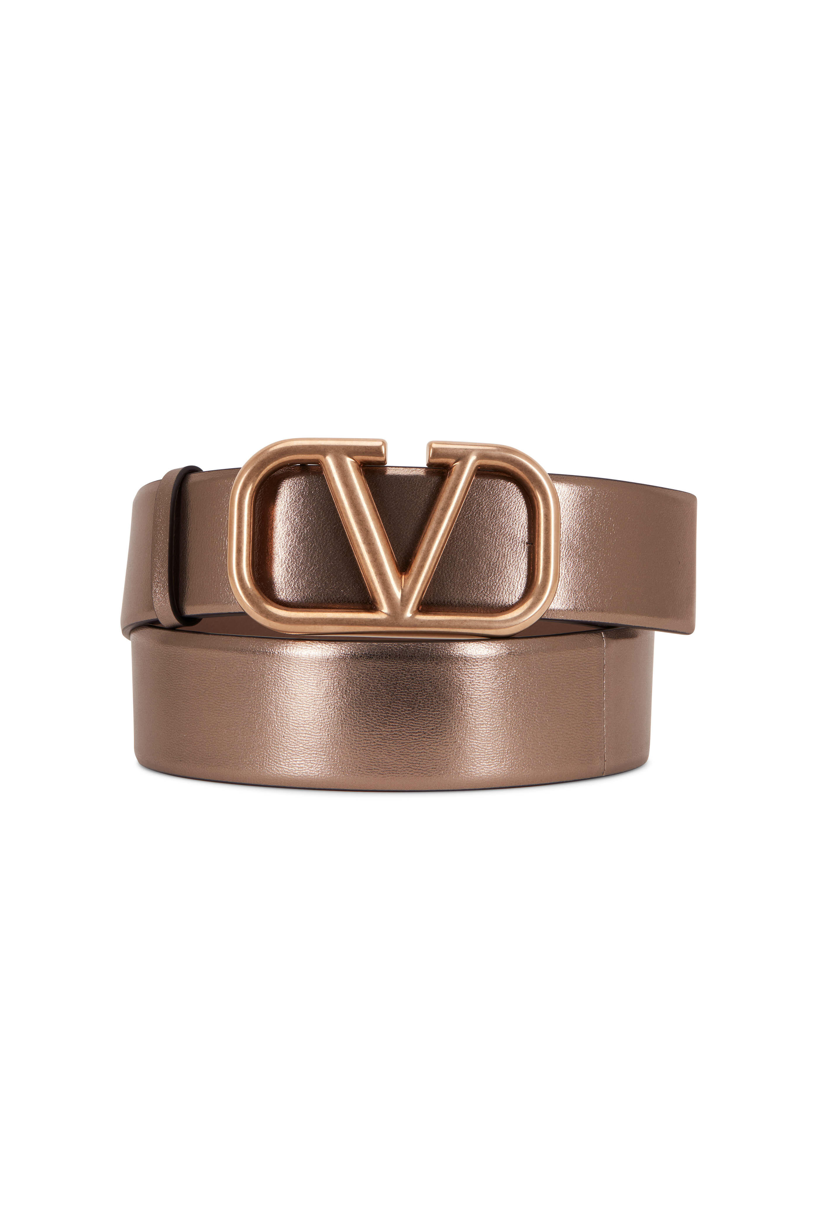 Valentino Garavani Leather Logo Belt - Brown - 95