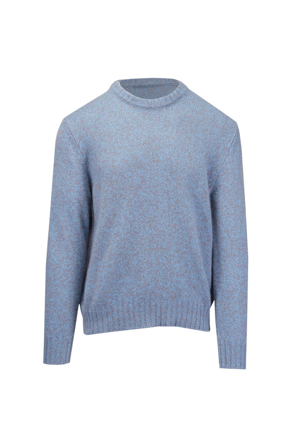 Kiton Light Blue Mélange Cashmere Crewneck - view 1