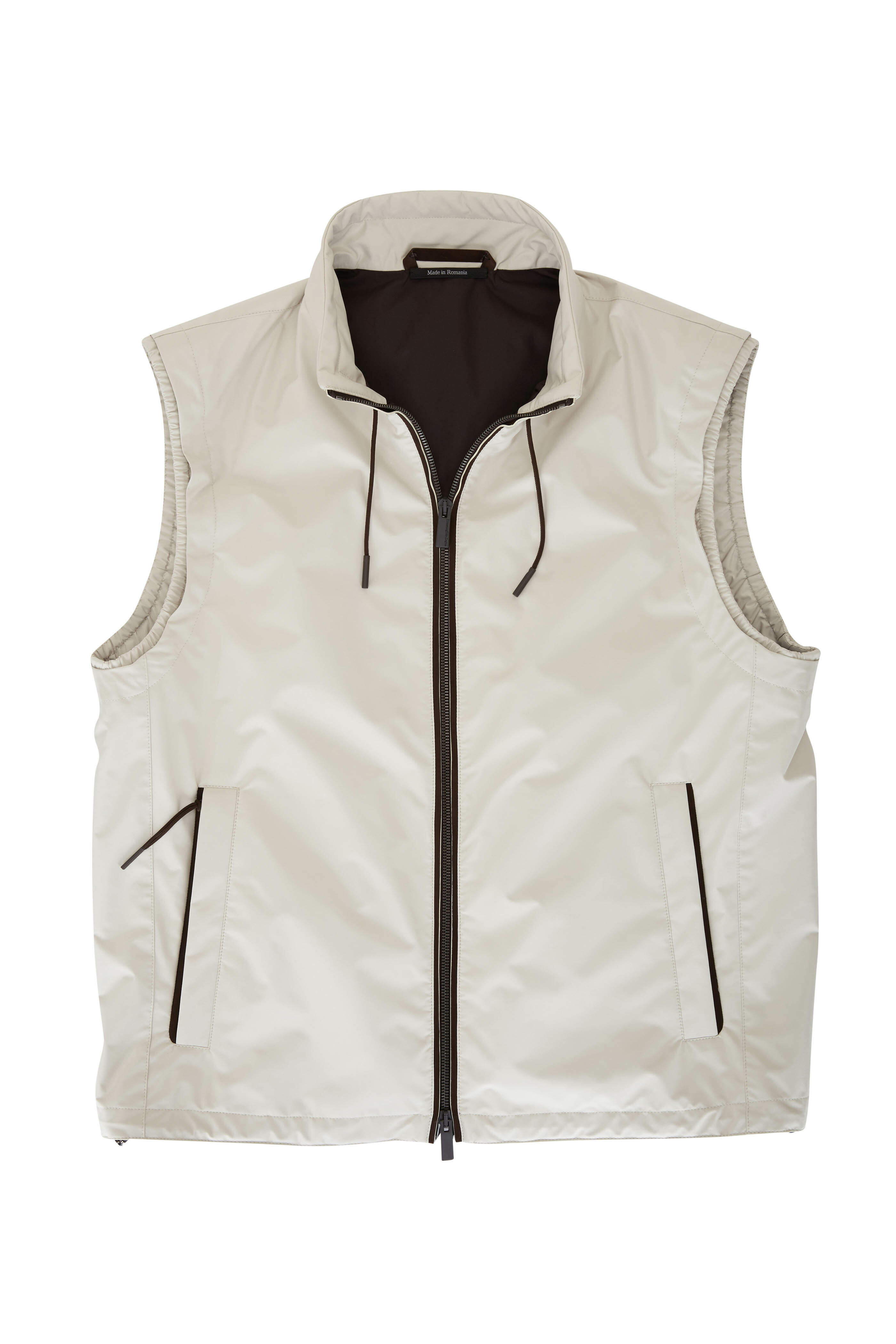 Zegna - Stratos Beige Front Zip Vest | Mitchell Stores