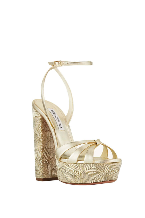 サンダル・ミュール AQUAZZURA SS25 Sandals (FDAFLAS0 NAP000) AQUAZZURA Infinity metallic sandals | NET-A-PORTER
