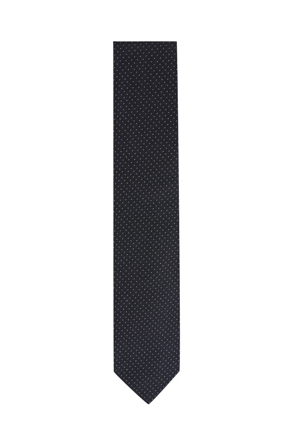 Tom Ford Black Mini Dot Vellutine Silk Necktie