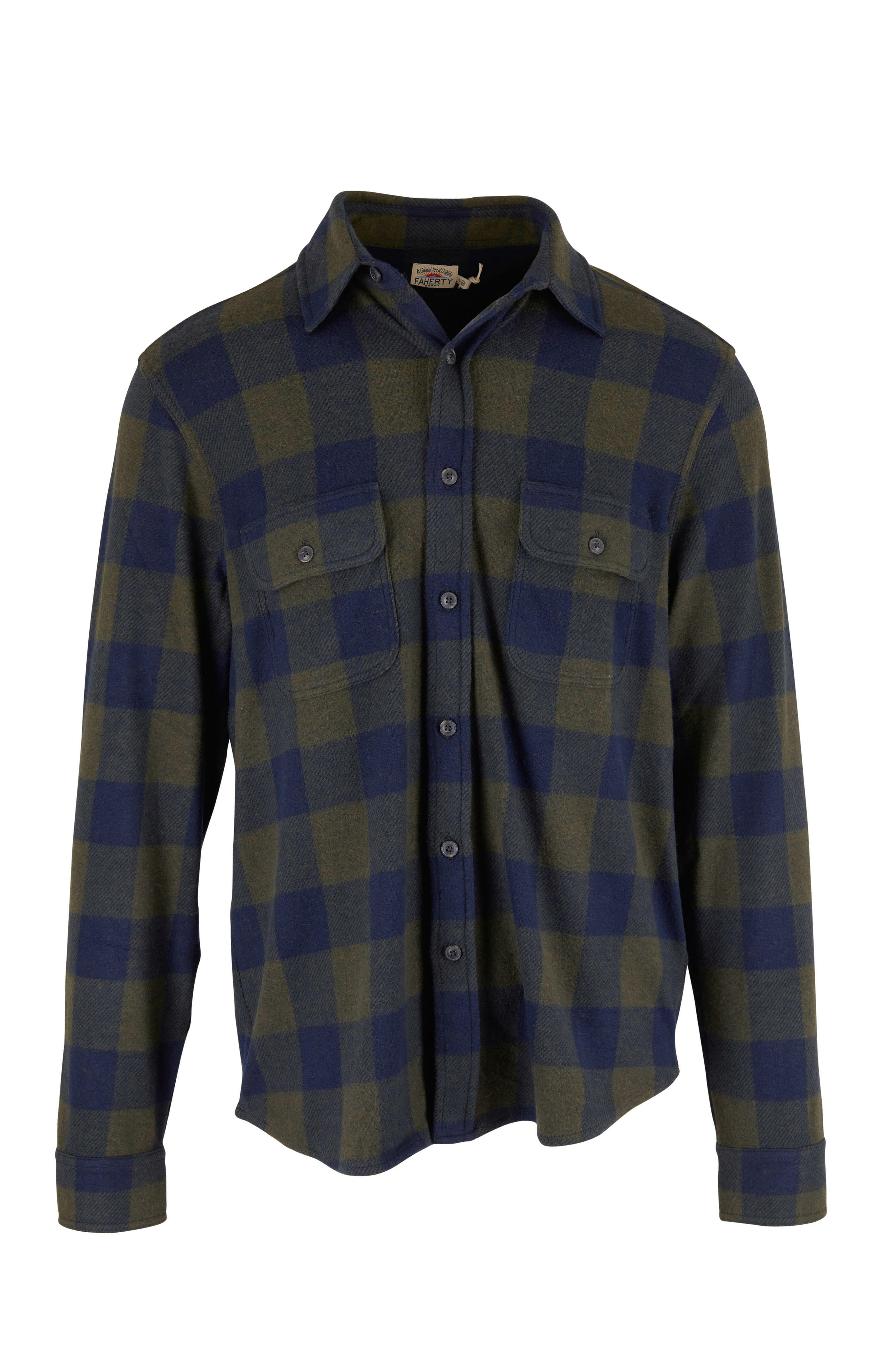 Faherty Brand - Legend Navy & Olive Buffalo Sweater Shirt