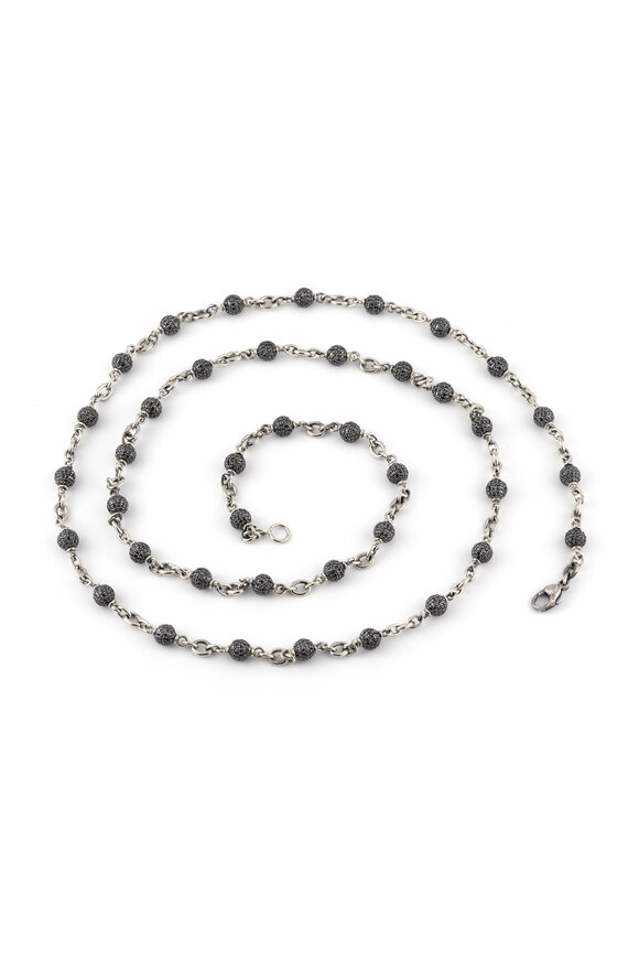 Sylva & Cie 18k White Gold Black Diamond Beaded Necklace - view 1