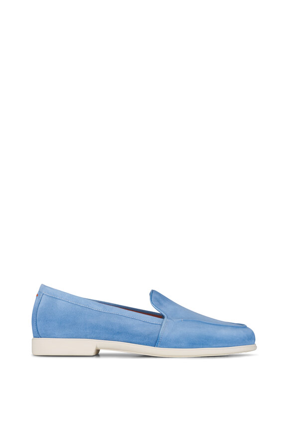 Santoni Malibu Light Blue Suede Loafer - view 2