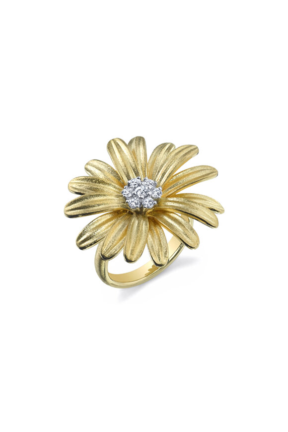 Aaron Henry 18k Yellow Gold Diamond Daisy Ring