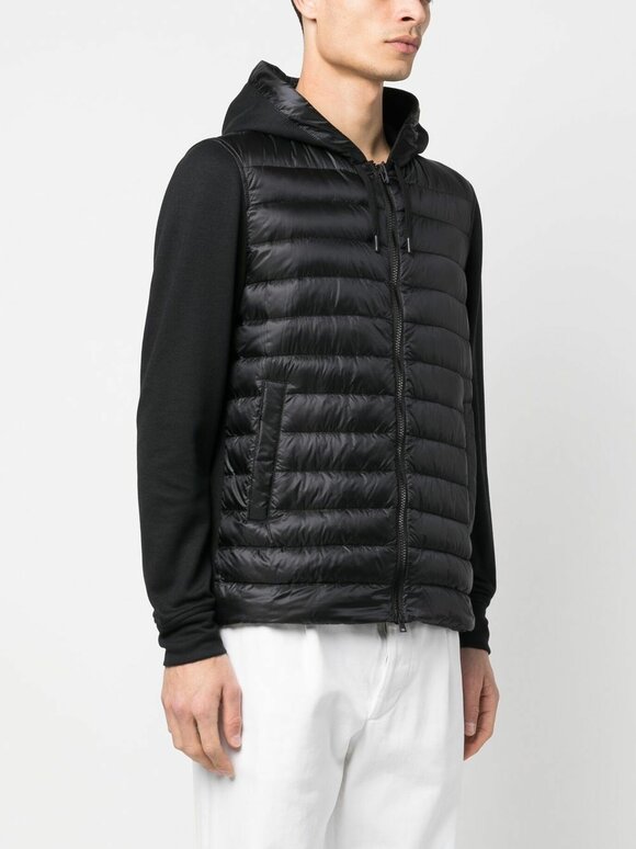 Herno - Black Zip Up Quilted Down Hoodie 