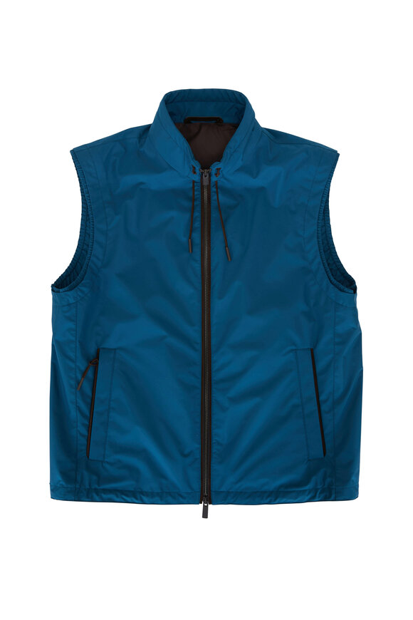 Zegna - Stratos Teal Front Zip Vest 