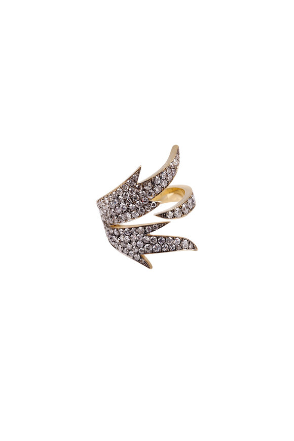 Sylva & Cie Gold White Diamond Flight Ring - view 1