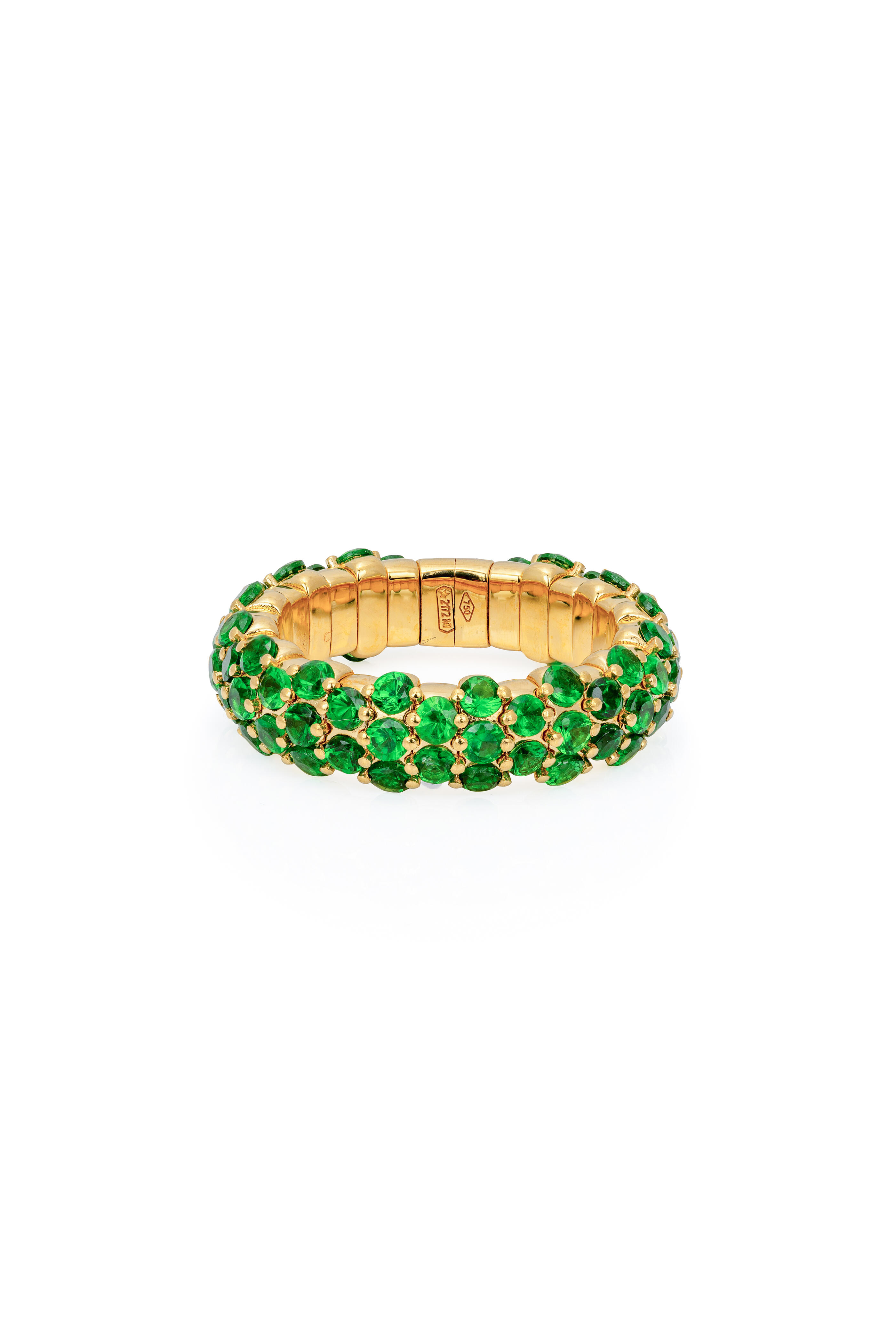 ZYDO - 18k Yellow Gold Tsavorite Slim Domed Stretch Ring