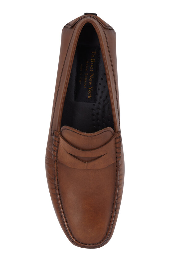 Trask Rowan Tan Woven Leather Penny Driver Mitchell Stores