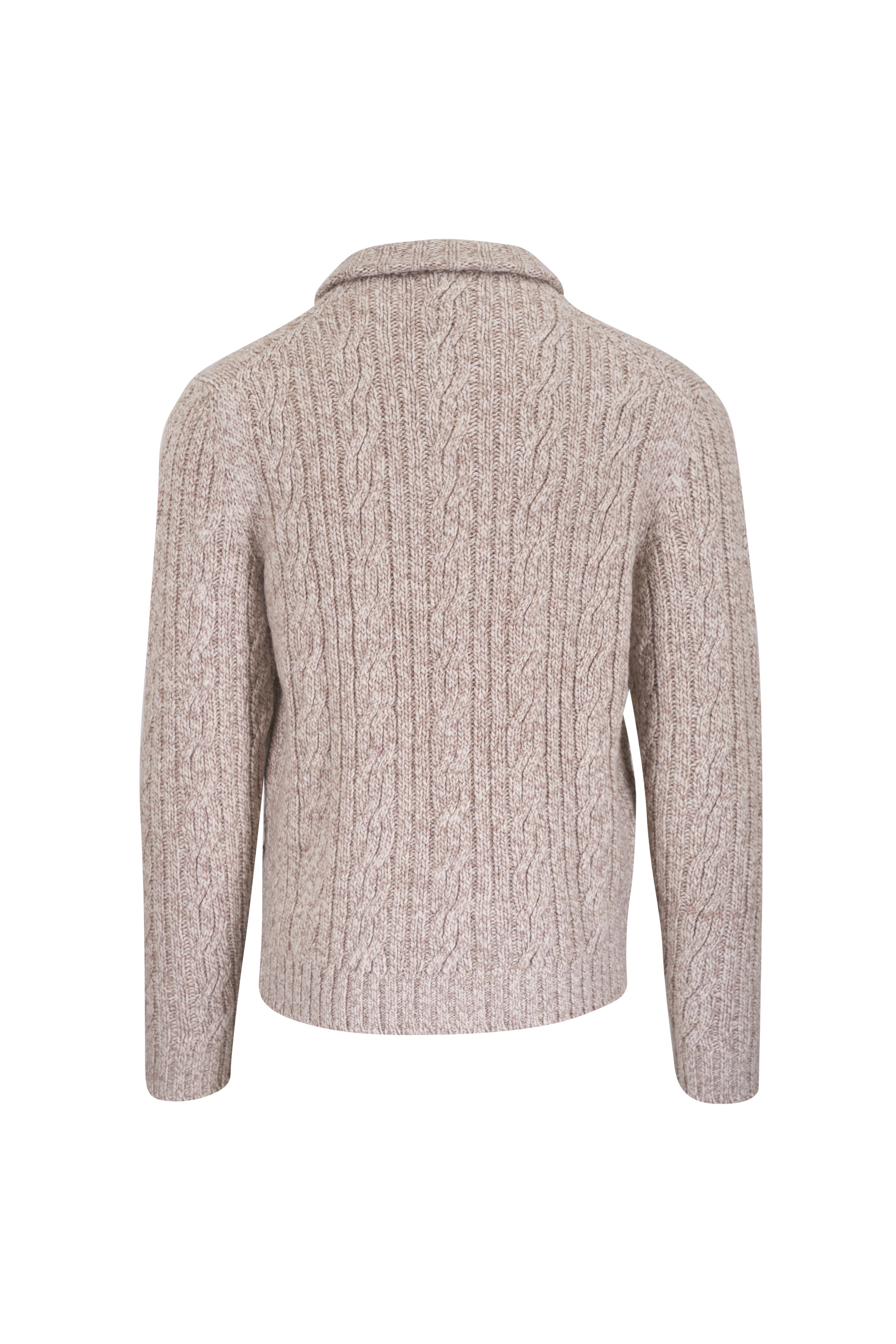Fedeli - Cream Chunky Cable Knit Cashmere Sweater