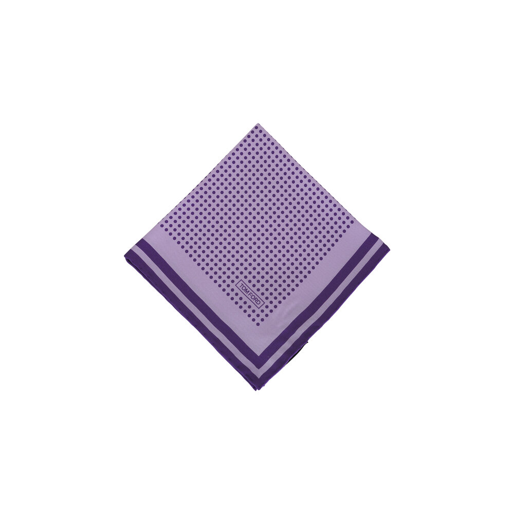 VIP【関税送料無料】希少 TOM FORD LIGHT BLUE SILK SHORT Tom Ford - Lavender Polka Dot Print Silk Pocket Square