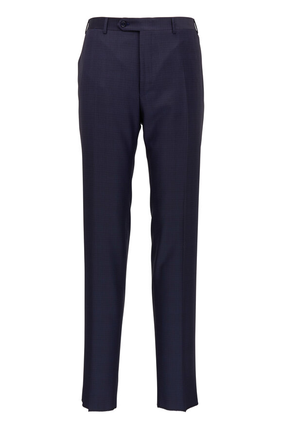 Canali - Navy Blue Tonal Windowpane Wool Suit