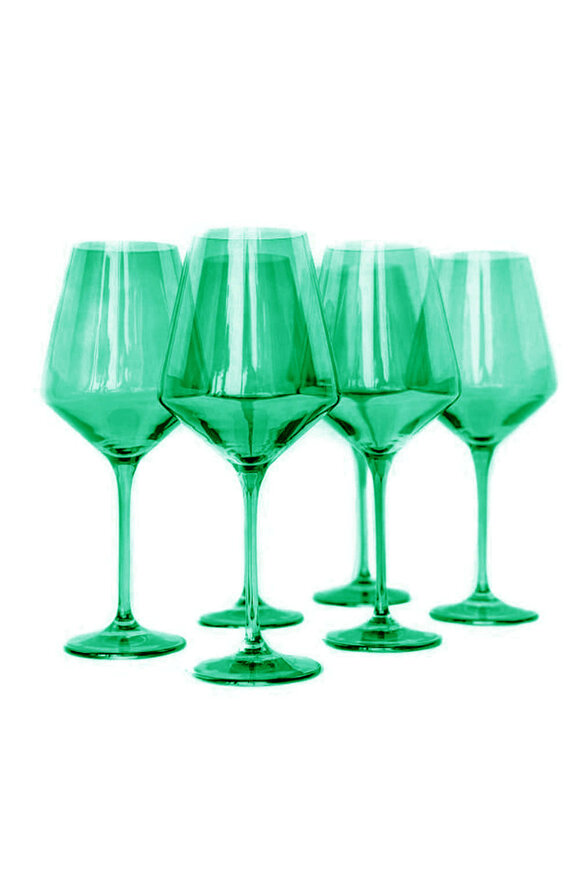 Estelle Colored Glass Emerald Colored Stemware Set