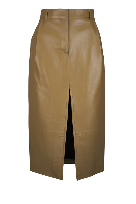 Khaite Anden Golden Ochre Leather Skirt - view 1