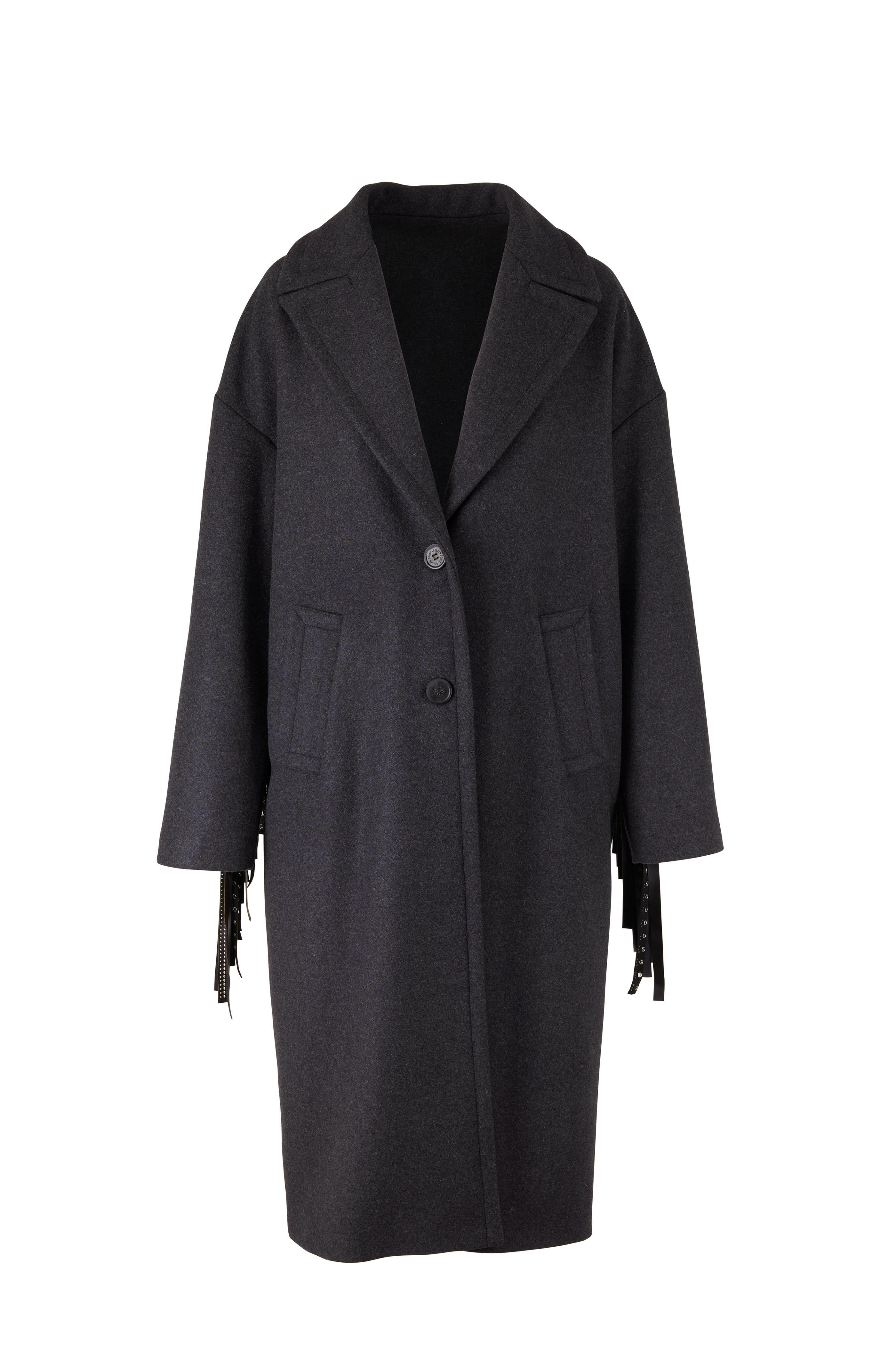 Golden Goose - Betina Gray Studded Fringe Long Coat