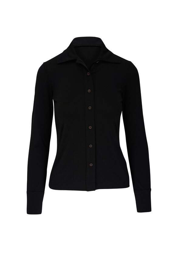 Vince - Black Slim Fit Button Down Blouse