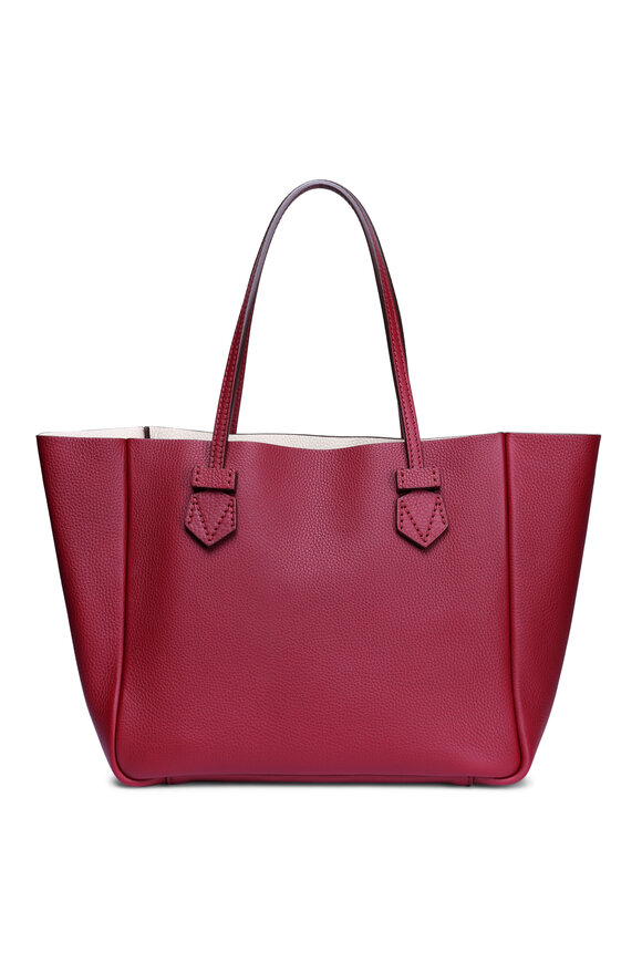 Moreau Paris Small Vincennes Maroon Reversible Leather Tote - view 2
