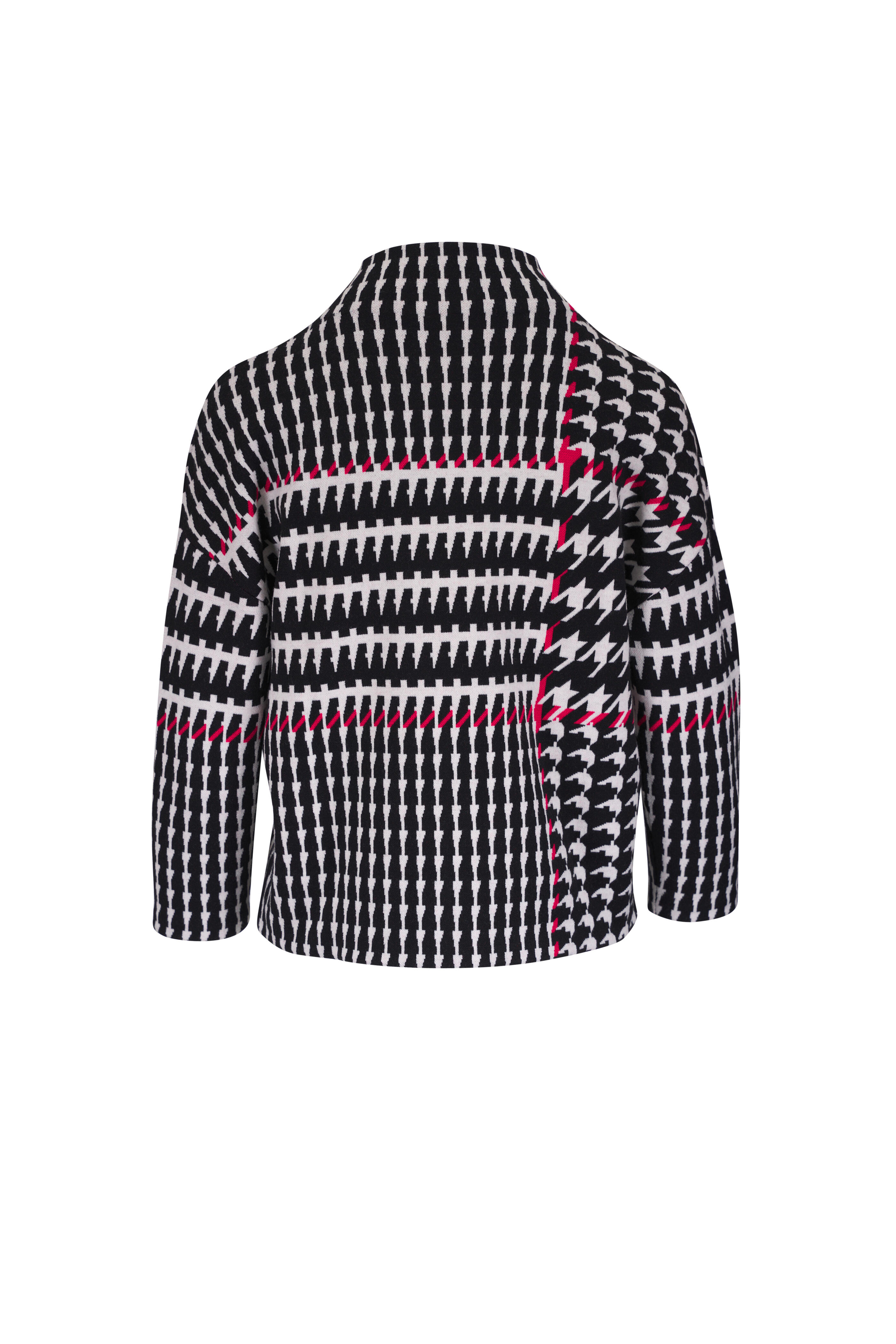 Akris Punto - Black, Cream & Vermilion Jacquard Knit Sweater