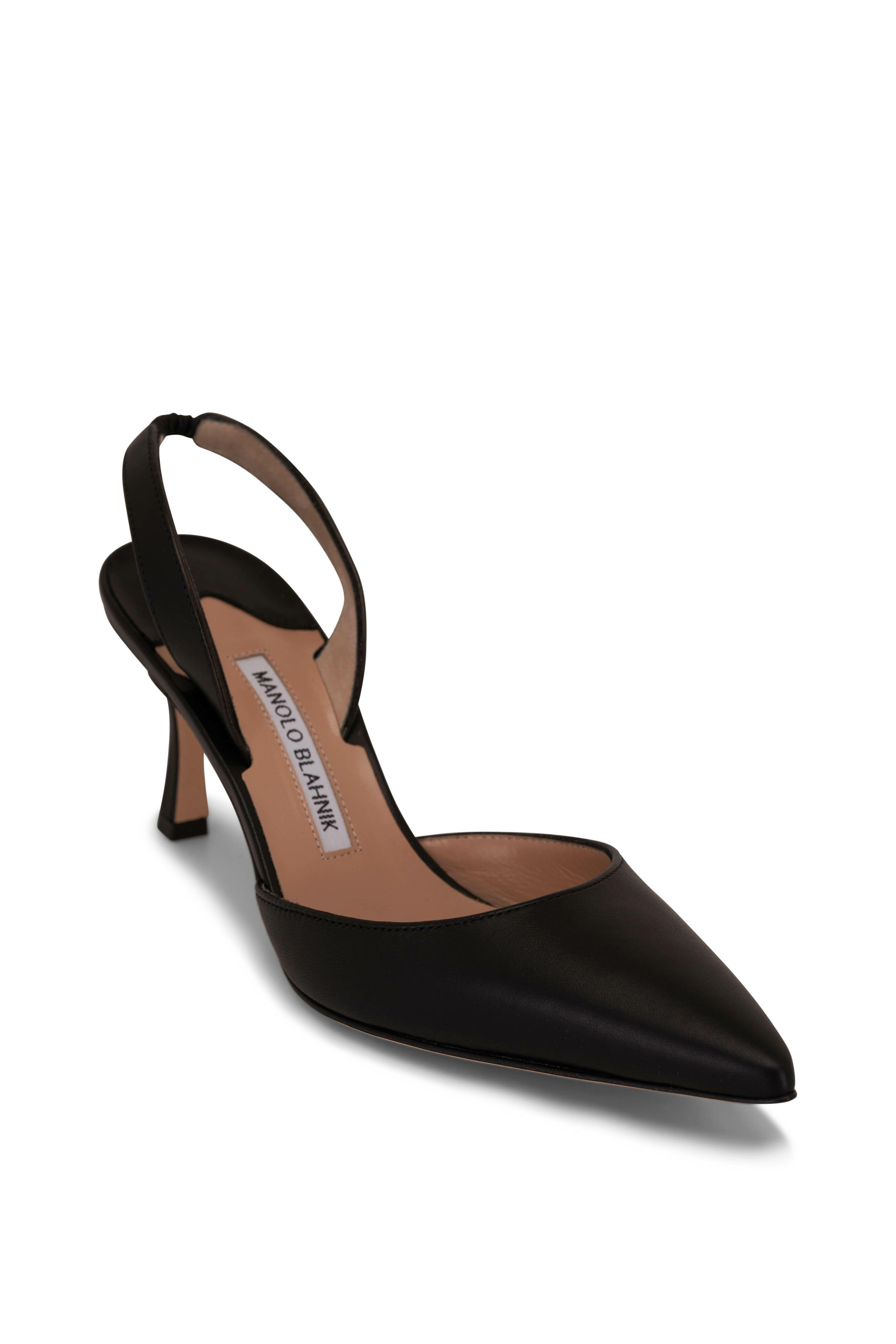 Manolo Blahnik - Carolyne Black Leather Slingback Pump, 70mm