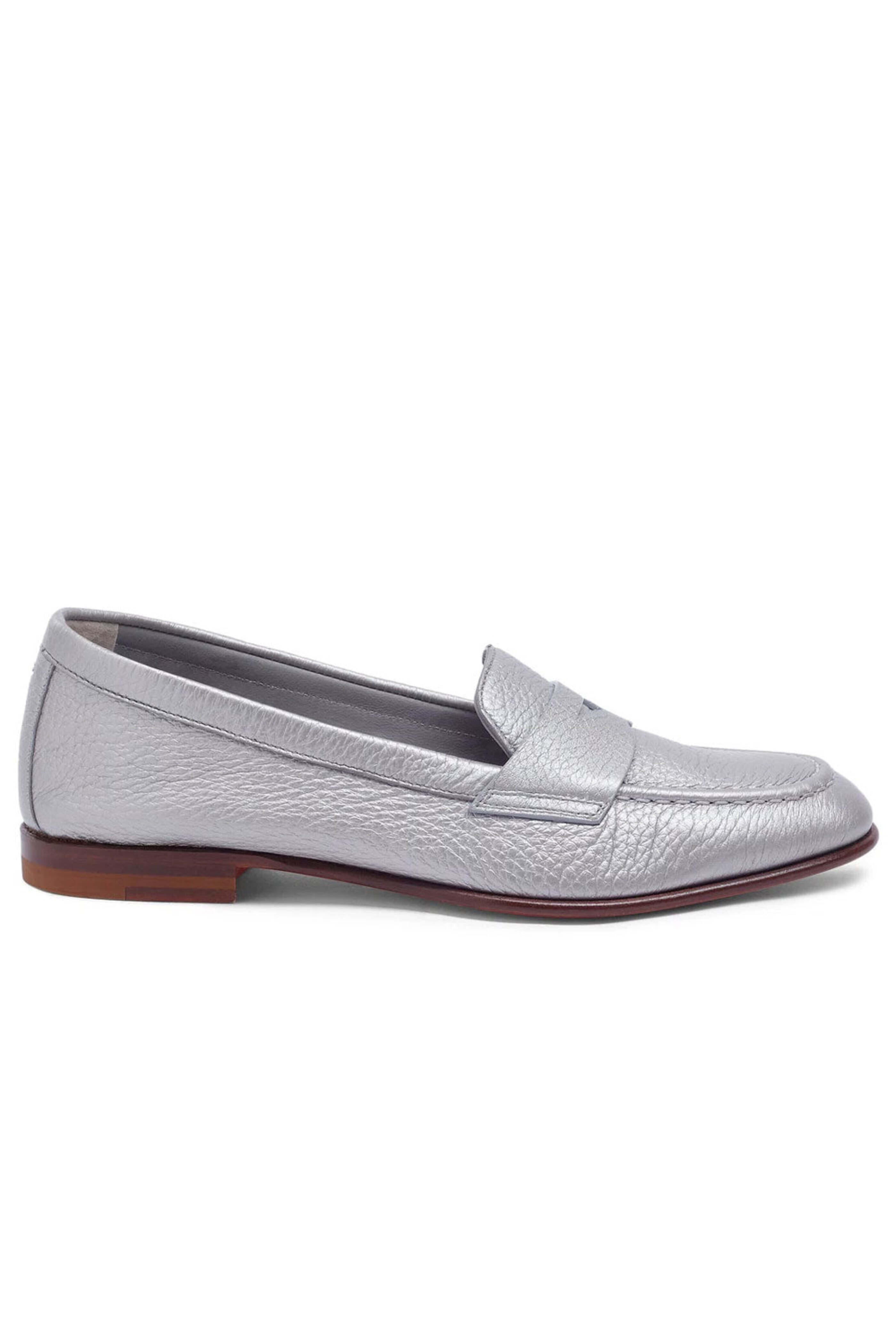 Santoni - Famed Leather Penny Loafer in Silver