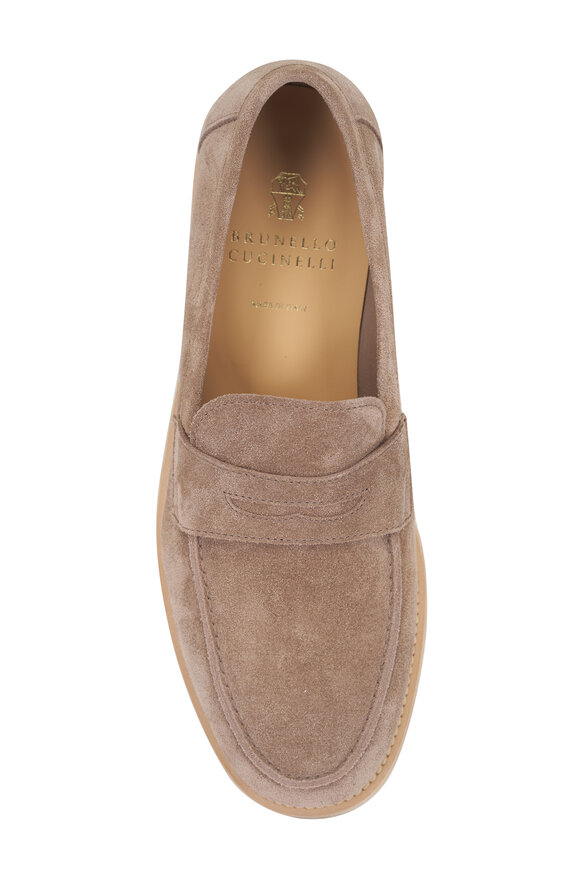 Brunello Cucinelli Sand Suede Penny Loafer - view 4