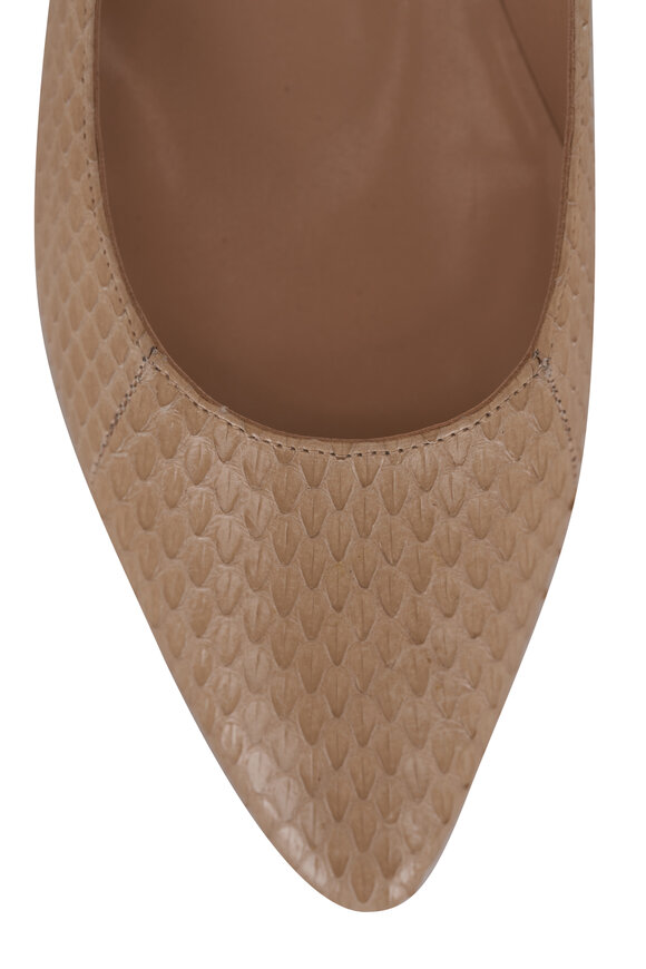 Manolo Blahnik - BB Light Brown Embossed Flat 