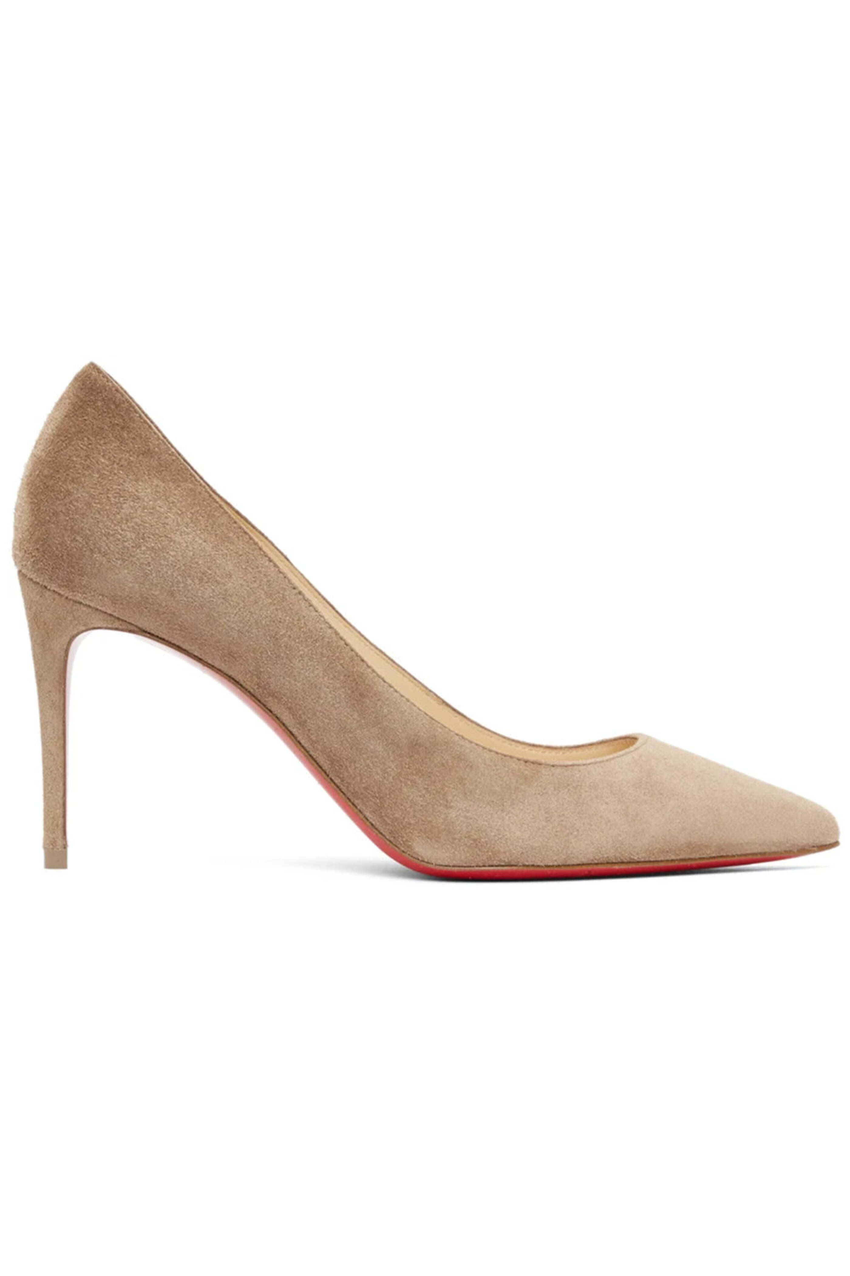 Christian Louboutin - Kate 85mm Suede Red Sole Pumps in Fennec