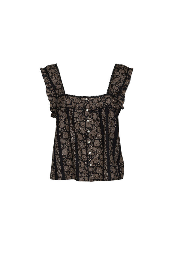 The Great The Black & Cream Token Floral Victorian Tank - view 1