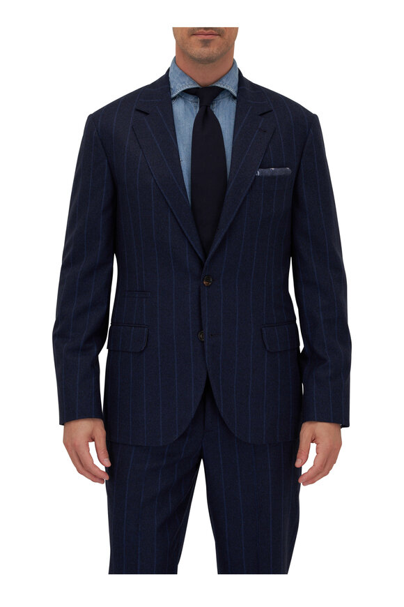 Brunello Cucinelli - Navy Striped Wool Suit | Mitchell Stores