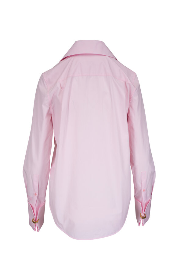 Loewe Pink Pleated Neck Tie Cotton Poplin Shirt - view 2