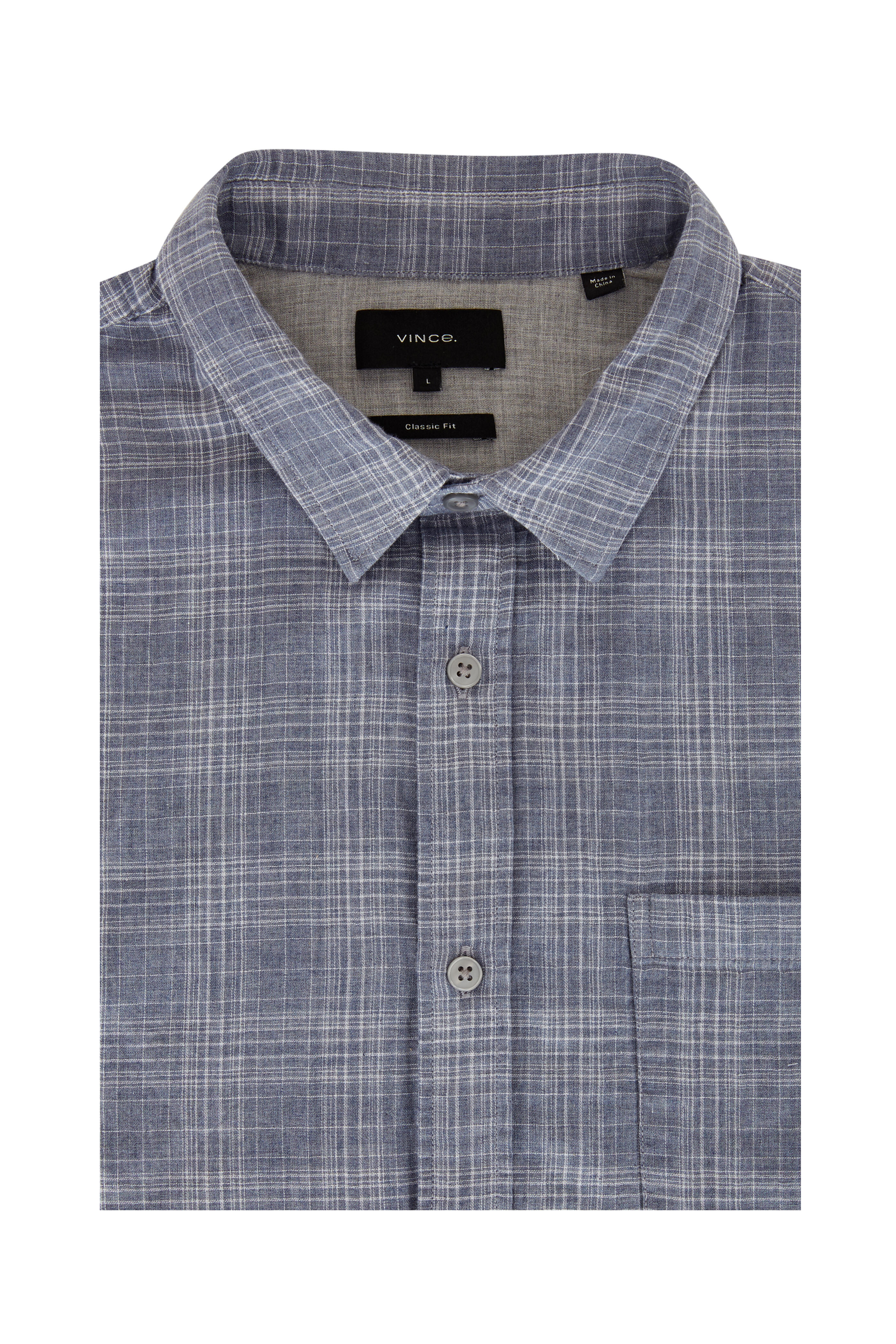 Vince - Mineral Blue Plaid Classic Fit Sport Shirt