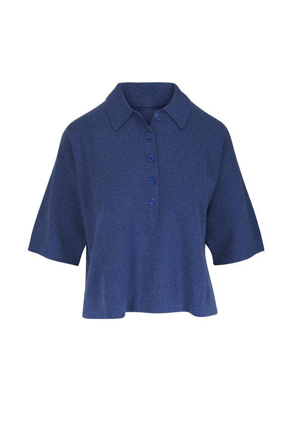 TWP SS Blue Italian Cashmere Polo Sweater - view 1