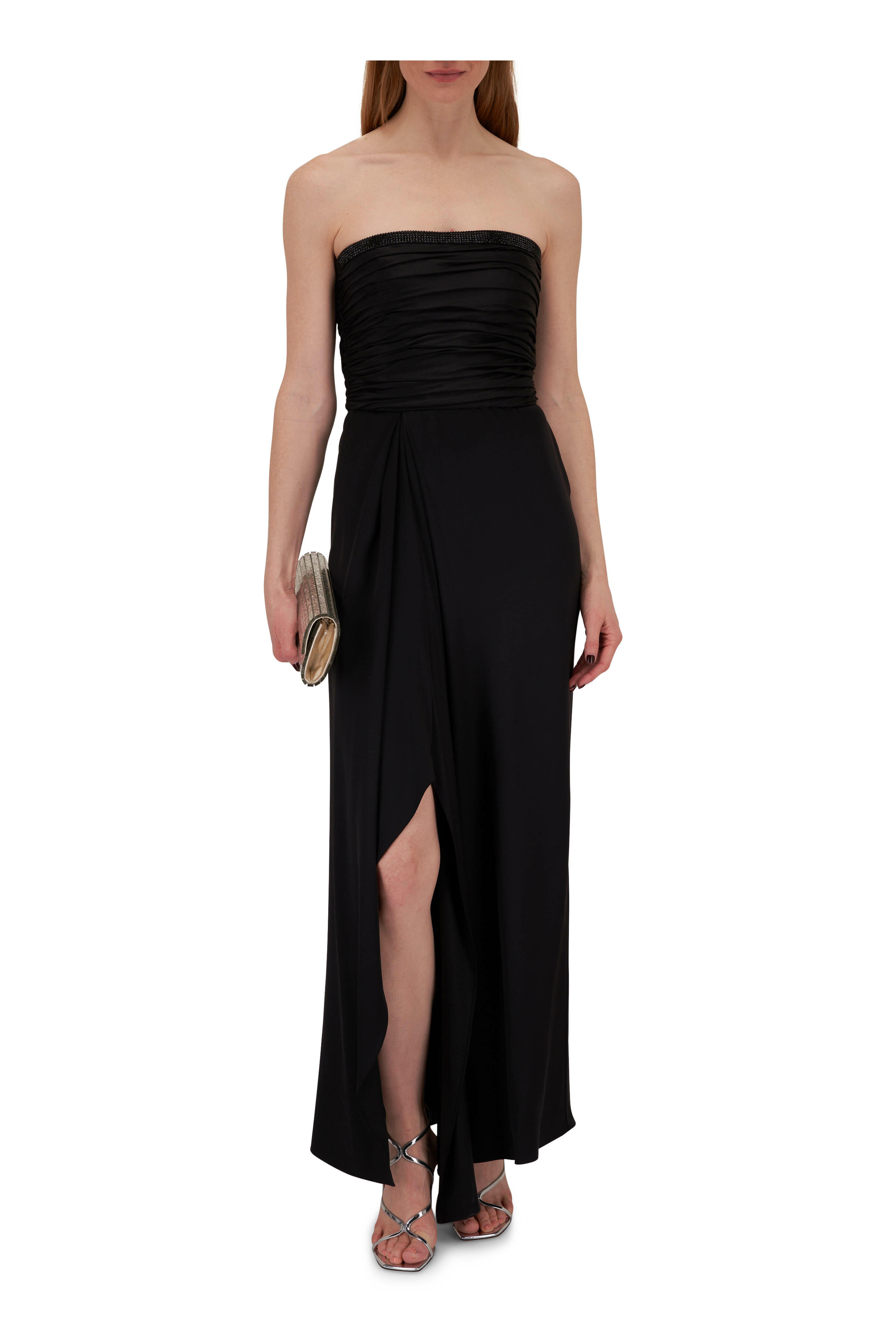 Giorgio Armani - Black Strapless Silk Midi Dress